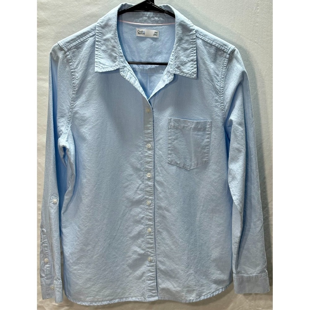 Old Money Preppy Minimalist Powder Blue Button Up Shirt Croft & Barrow Sz PM